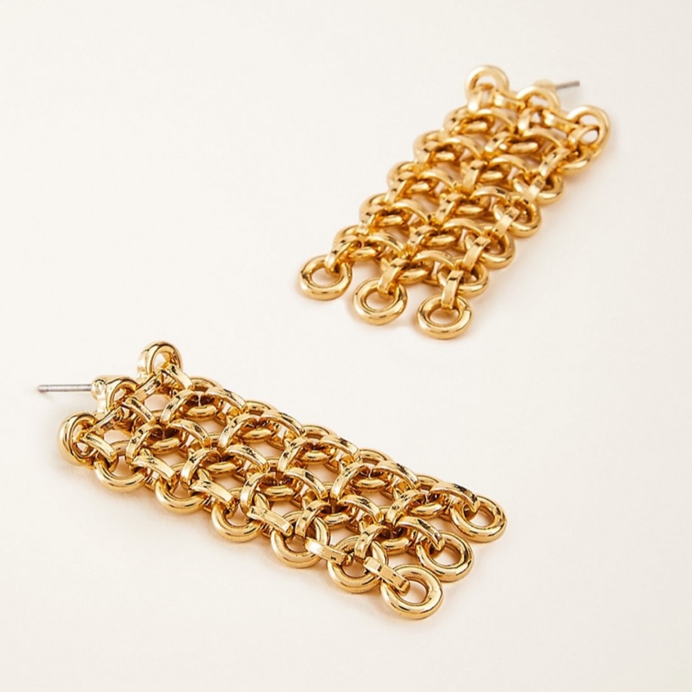 Ann Taylor Linked Metallic Drop Earrings
